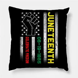 Juneteenth Pillows - Juneteenth Celebrates Freedom Black African American Juneteenth Ancestors Black African American Flag Pride Pillow TP1002