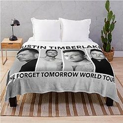 Justin Timberlake Print Tour T-Shirt 2024 Concert Throw Blanket