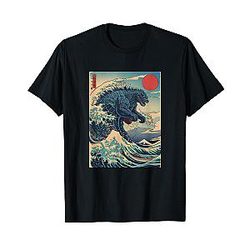 Kaiju Monster Japanese Style Art Great Wave Off Kanagawa T-Shirt