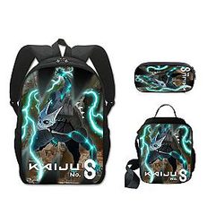 3 in 1 Anime Kaiju No. 8 Backpack Hibino Kafka Bookbag Satchel Daypack School Bag 11
