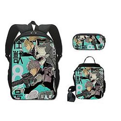 3 in 1 Anime Kaiju No. 8 Backpack Hibino Kafka Bookbag Daypack Satchel School Bag 8