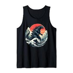 Vintage Japanese Kaiju Monster The Great Wave Off Kanagawa Tank Top