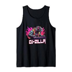 Japanese Monster Kaiju Dj-Zilla With Headphones Spinning Tank Top