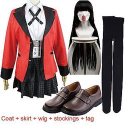 Kakegurui Cosplay &amp; Outfìts - Kakegurui Jabami Yumeko &amp; Yomoduki Runa Cosplay Costume Including Coat Wig Shoes