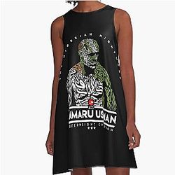 Kamaru Usman - Calligraphy Portrait - Original Ammaart A-Line Dress