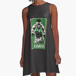 Retro Kamaru Usman Strong Mixed Martial Arts King of Nigerian Fighter A-Line Dress
