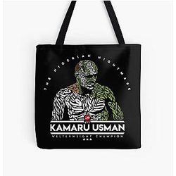 Kamaru Usman Calligraphy Portrait Original All Over Print Tote Bag