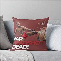 Leon Edwards headkicks Kamaru Usman P4P Headshot Throw Pillow