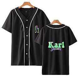 Karl Jacobs T-shirts - Karl Jacobs Tekstlogo Baseball Shirt Officiële Merch KJM0911
