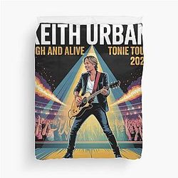 Keith Urban Colorful Live Concert Poster Country Rock Music Art Duvet Cover