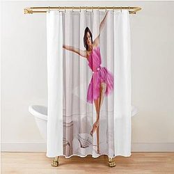 Kendall Jenner in Pink Shower Curtain