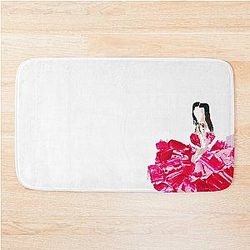 Kendall Jenner Ruffled Red Dress Original Abstract Fashion Portrait Bath Mat