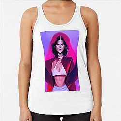 Kendall Jenner Portrait - AI Generated Art Racerback Tank Top