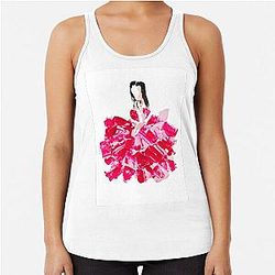 Kendall Jenner Ruffled Red Rose Dress Original Fashion Portrait Racerback Tank Top