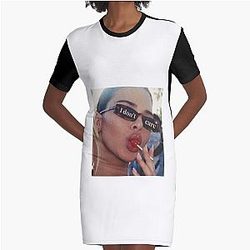 Kendall Jenner I don't care Graphic T-Shirt Dress