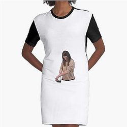 Kendall Jenner cutting a  Graphic T-Shirt Dress