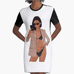 Kendall Jenner in a Bikini with a Blazer T-Shirt Dress