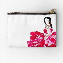 Kendall Jenner Ruffled Red Rose Dress Original Fashion Portrait Zipper Pouch