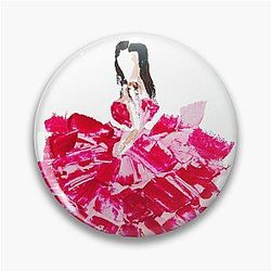 Kendall Jenner Ruffled Red Rose Dress Original Fashion Portrait Pin