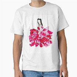 Kendall Jenner Ruffled Rose Dress Original Abstract Fashion Portrait Classic T-Shirt