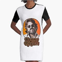 Kenny Rogers Grafische T-Shirt Kleid