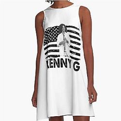 Retro American Flag Kenny G Music Gift A line Dress