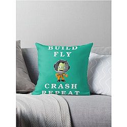 Build Fly Crash Repeat Kerbal Space Program Kids Cartoon Throw Pillow