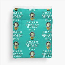 Build Fly Crash Repeat Duvet Cover - Kerbal Space Program Kids Cartoon