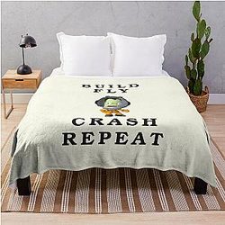Build Fly Crash Repeat Kerbal Space Program Kids Cartoon Throw Blanket