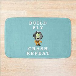 Build Fly Crash Repeat - Kerbal Space Program Kids Cartoon Bath Mat