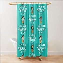 Build Fly Crash Repeat Kerbal Space Program Kids Cartoon Shower Curtain
