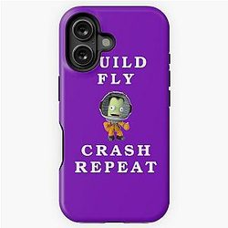 Build Fly Crash Repeat iPhone Tough Case - Kerbal Space Program Kids Cartoon