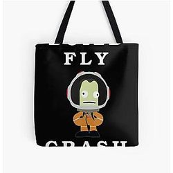Build Fly Crash Repeat Kerbal Space Program All Over Print Tote Bag