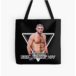 Khabib Nurmagomedov In Varsity All Over Print Tote Bag
