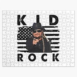 Retro American Flag Kid Rock Music Gift Jigsaw Puzzle
