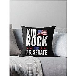 Funny Man Kid Rock for Us Senate In Rock We Trust Awesome Music Fans Throw Pillow