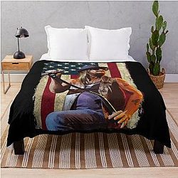 Vintage American Flag Kid Rock Throw Blanket