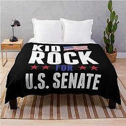 Funny Man Kid Rock For US Senate Rock We Trust Awesome Throw Blanket
