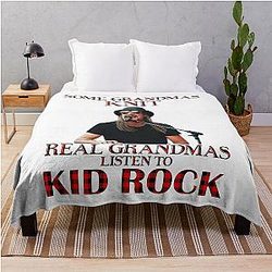 Some Grandmas Knit Real Grandmas Listen to Kid Rock Throw Blanket