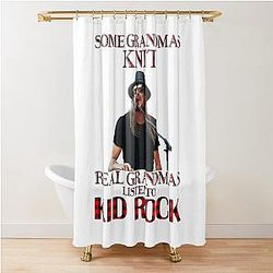 Some Grandmas Knit Real Grandmas Listen to Kid Rock Shower Curtain