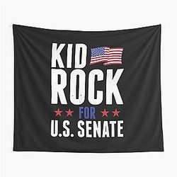 Funny Man Kid Rock For Us Senate In We Trust Awesome Fans Tapestry