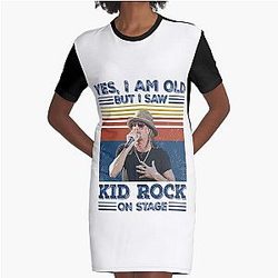 Retro I'm Old but I Saw Kid Rock on Stage Graphic T-Shirt Dress