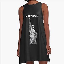 Vintage American Flag Kid Rock A Line Dress