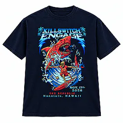 Surfing Skeleton & Red Shark Honolulu Hawaii Concert Tour  LA0910 Killswitch Engage T-Shirts
