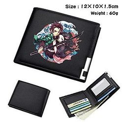 Kimetsu no Yaiba Store -Tanjiro Nezuko Black Wallet Bifold Leather Demon Slayer Store