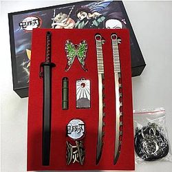 Kimetsu no Yaiba Store - Box 8pcs  Tanjirou Mask Butterfly Bamboo Tube Keychains Demon Slayer Store