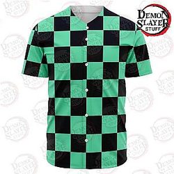 Kimetsu no Yaiba Store - Tanjiro Kamado Classic Baseball Jersey Kimetsu no Yaiba Merch Demon Slayer Store