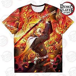 Kimetsu no Yaiba Magasin - T-shirt 3D Kyojuro Rengoku Fire Kimetsu no Yaiba Magasin de Tueuse de Démon Merch