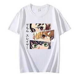 Fullmetal Alchemist T-Shirts - Tanjirou Kamado Eyes Graphic Harajuku Cartoon White Unisex T Shirt
