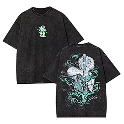 Harajuku Y2K PTTT2705 Washed  Demon Slayer T-Shirts